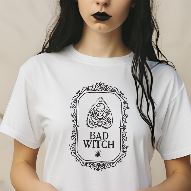 Bad witch Typography Funky Halloween T-Shirt (Creator Uploaded)