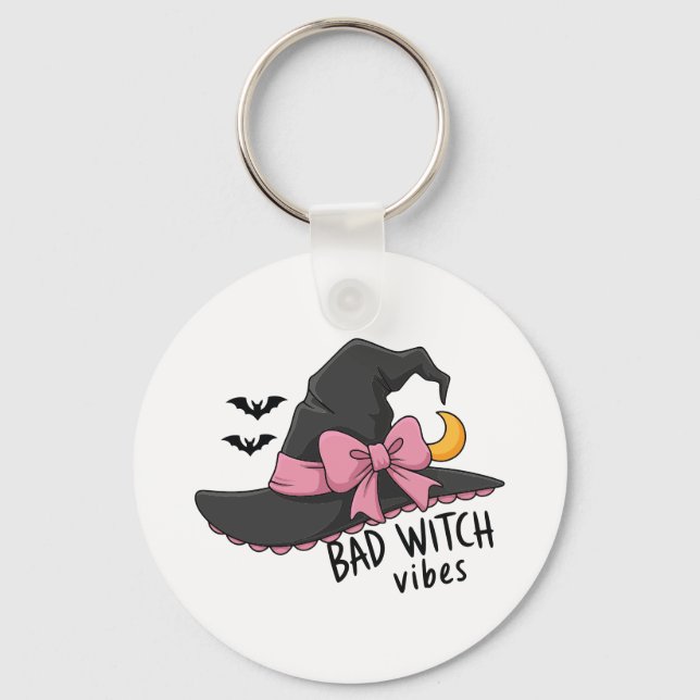 Bad Witch Vibes – Cute Witch Hat Key Ring (Front)