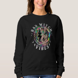 Bad Witch Vibes Peace Hand Leopard Witches Gothic  Sweatshirt