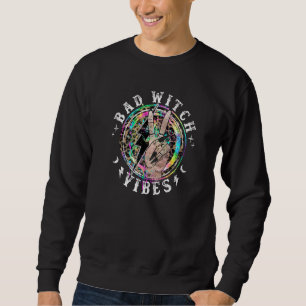 Bad Witch Vibes Peace Hand Leopard Witches Gothic Sweatshirt