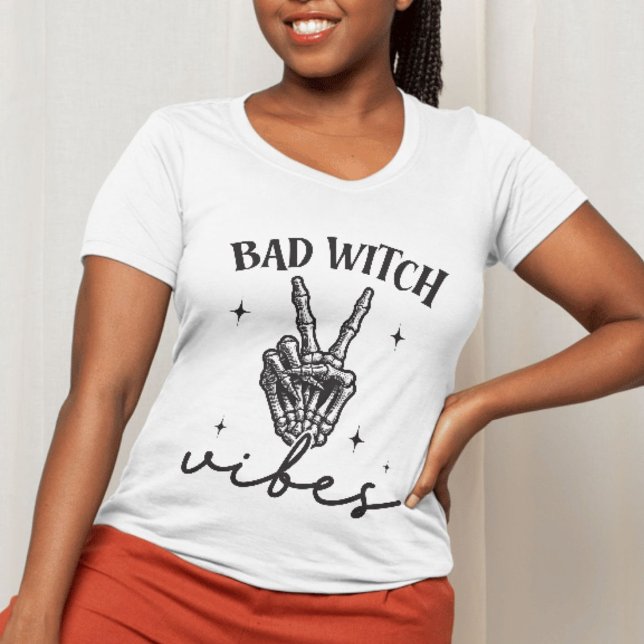 Bad Witch Vibes – Skeleton Hand Witchy Halloween T-Shirt (bad witch vibes shirt)