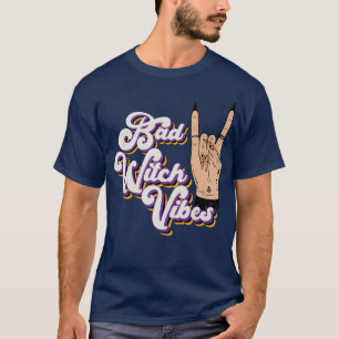 Bad Witch Vibes Spooky Witchcrafts Halloween Leopa T-Shirt