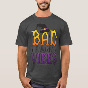 Bad Witch Vibes Spooky Witchcrafts Skeleton Peace T-Shirt