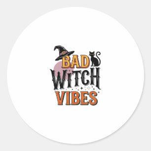 Bad Witch Vibes Vintage Halloween Shirt Design_1 Classic Round Sticker