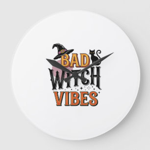 Bad Witch Vibes Vintage Halloween Shirt Design_1 Large Clock