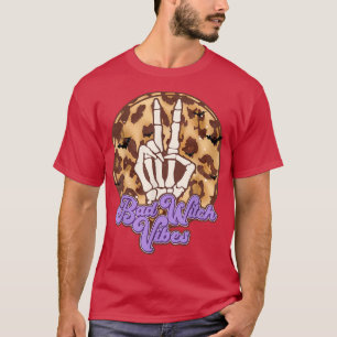 Bad Witch Vibes Vintage Leopard Skeleton Hand Hall T-Shirt