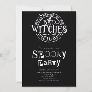 Bad Witches Club Minimalist Halloween Party Invitation