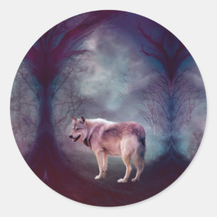 Bad wolf in thorn forest classic round sticker