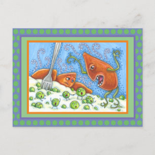 BAD YAM YELLING AT PEAS, FUNNY THANKSGIVING MEAL POSTCARD