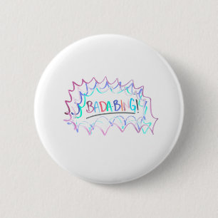 Badabing   Hand Drawn Minimal Dry Erase Doodle 6 Cm Round Badge