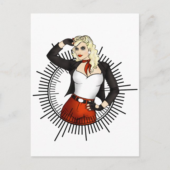 Badass Biker Chick Postcard (Front)