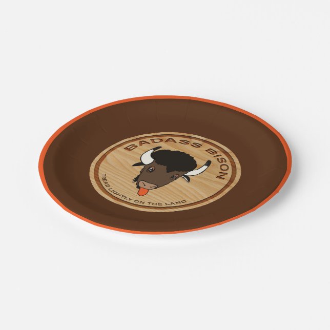 Badass Bison Farm Logo Paper Plate (Angled)