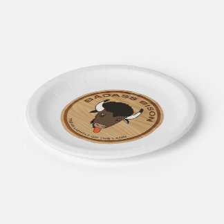 Badass Bison Farm Logo Paper Plate