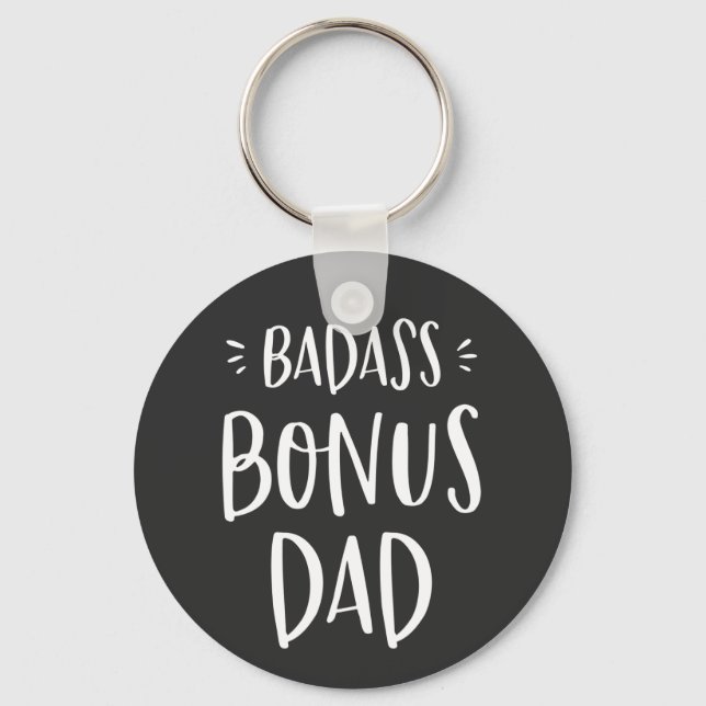 Badass Bonus Dad Cool Stepdad Gift for Stepfather Key Ring (Front)
