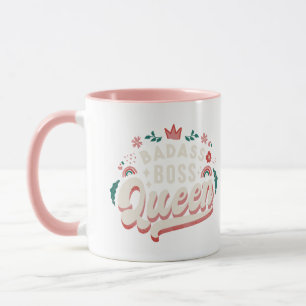 Badass Boss Queen Empowering Retro Feminist Mug