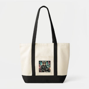 Badass Cat – Motorcycle Feline Rebel in Leather Ja Tote Bag