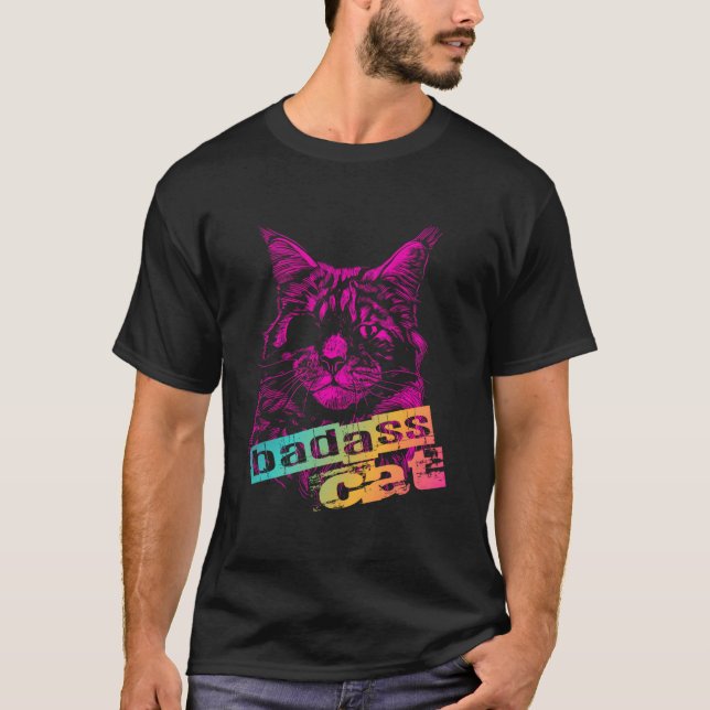 Badass Cat With Eye Patch T-Shirt (Front)