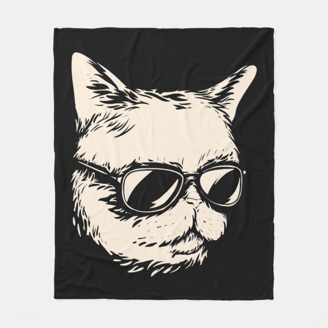 Badass cat with sunglasses cattitude fleece blanket (Front)
