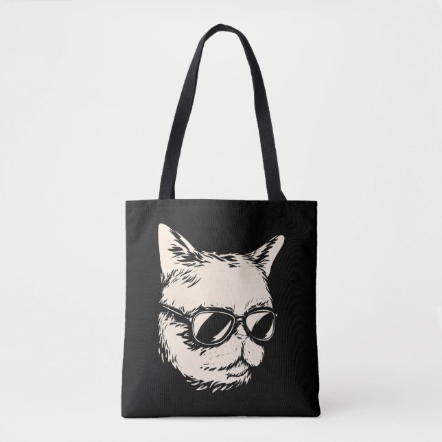 Badass cat with sunglasses cattitude tote bag (Front)