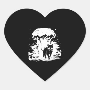 Badass cat with sunglasses walking away from the e heart sticker