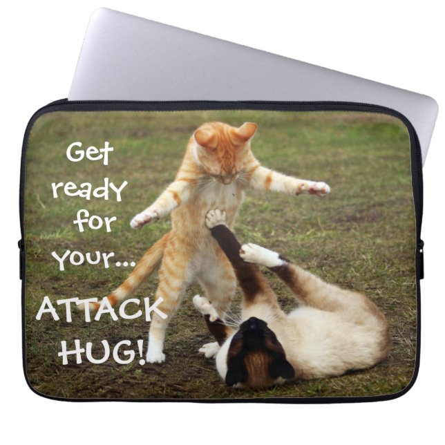 Badass Cats - Attack hug Laptop Sleeve (Front)