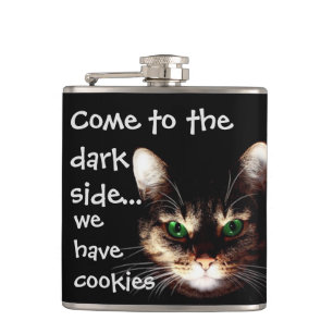 Badass Cats - "The Dark Side Has Cookies" Hip Flask