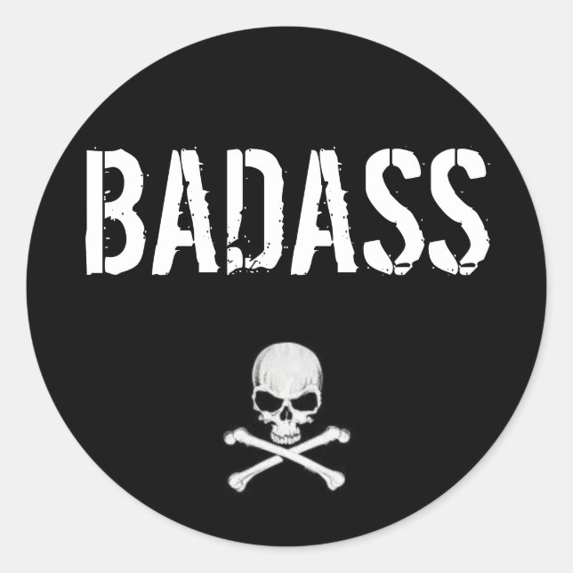 BADASS CLASSIC ROUND STICKER (Front)