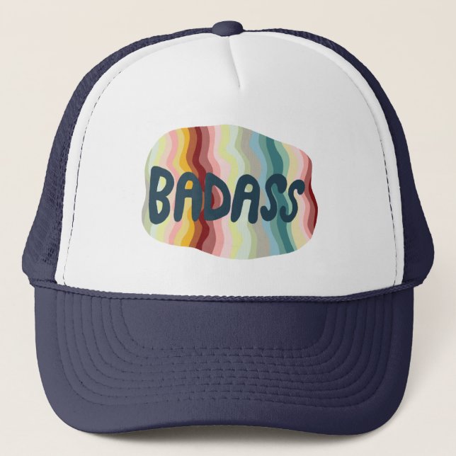 Badass Colorful Rainbow Handlettering Design Trucker Hat (Front)