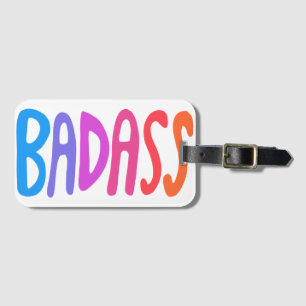 BADASS Colourful Cool & Fun Stripes WHITE Luggage Tag
