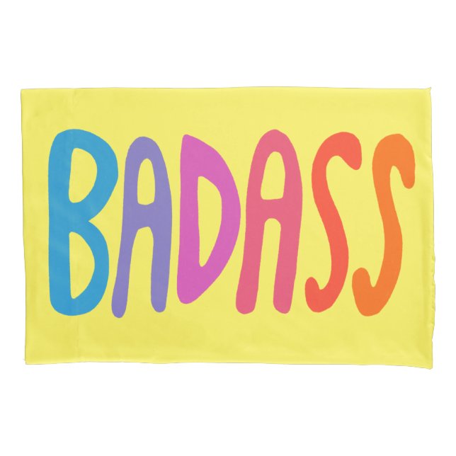 BADASS Colourful Cool & Fun yellow Pillowcase (Front)