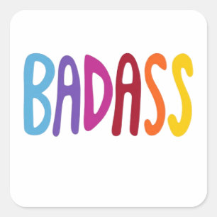BADASS Colourful Fun Lettering  Square Sticker