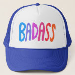 BADASS Colourful Rainbow Handlettering Design Trucker Hat<br><div class="desc">Handlettering Art just for you! Check my shop for more designs!</div>