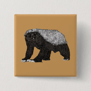 Badass Honey Badger Fearless Attitude Animal Art 15 Cm Square Badge