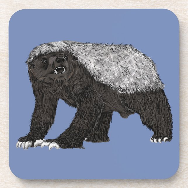 Badass Honey Badger Fearless Attitude Animal Art Coaster (Front)