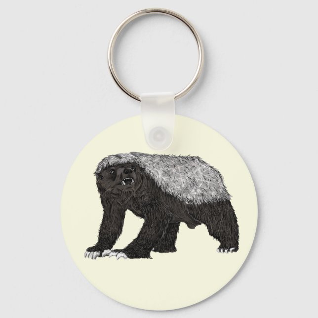 Badass Honey Badger Fearless Attitude Animal Art Key Ring (Front)