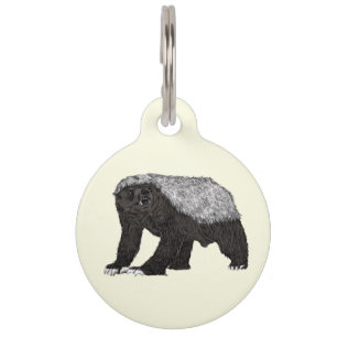Badass Honey Badger Fearless Attitude Animal Art Pet Tag
