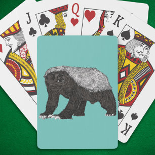 Badass Honey Badger Fearless Attitude Animal Art Playing Cards