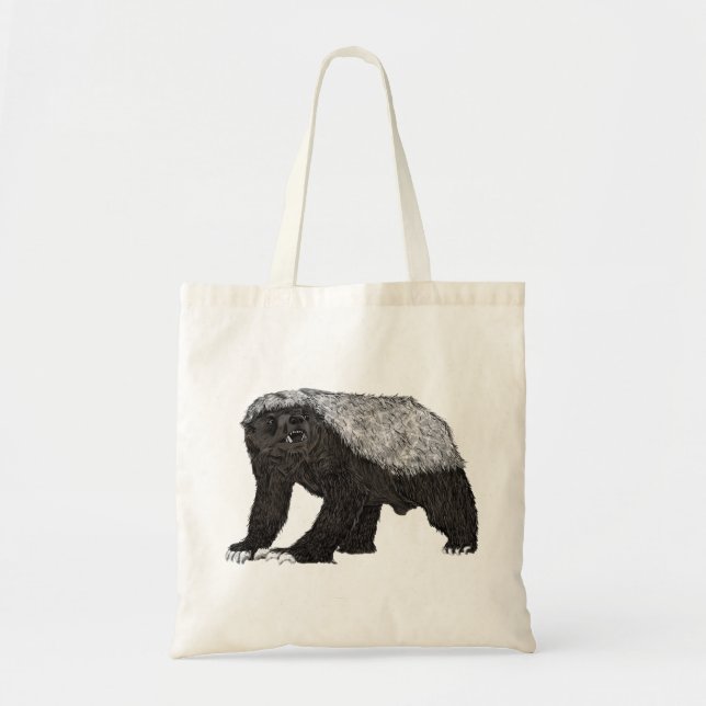 Badass Honey Badger Fearless Attitude Animal Art Tote Bag (Front)