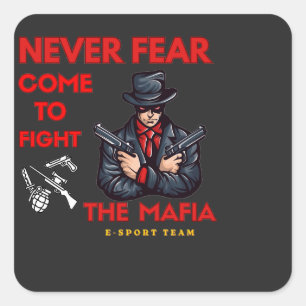 Badass Mafia E-Sport Team Gaming Mascot T-Shirt Square Sticker
