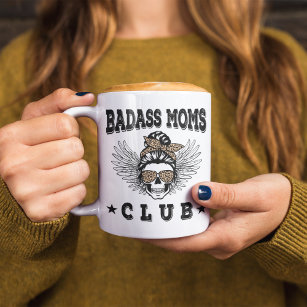 Badass moms club retro skull ceramic coffee mug