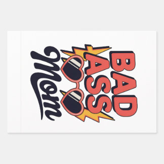 Badass Mum Funny Summer Retro Sunglasses Wrapping Paper Sheet