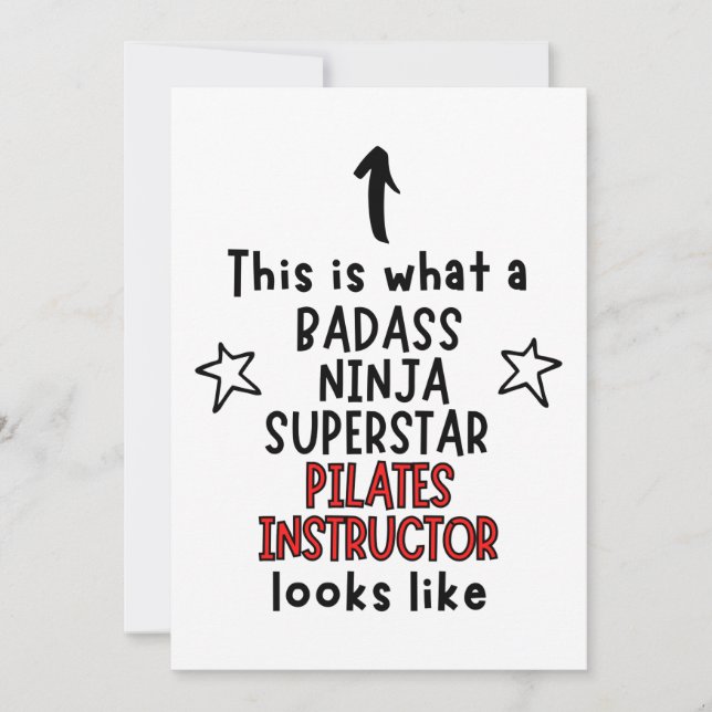 Badass, Ninja, Superstar, Pilates Instructor Card (Front)