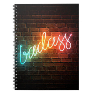 Badass Rainbow Neon Sign Spiral Notebook
