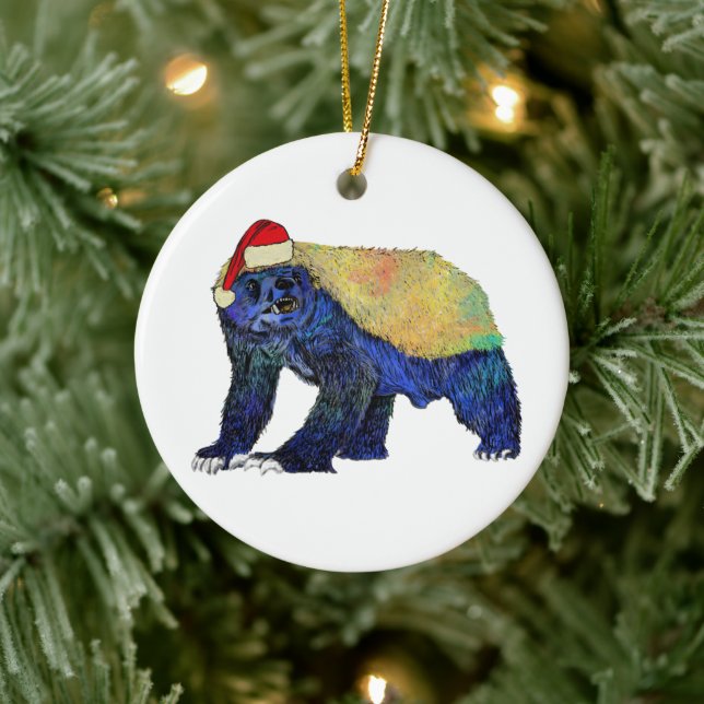 Badass Santa Honey badger Psychedelic  Ceramic Tree Decoration (Tree)