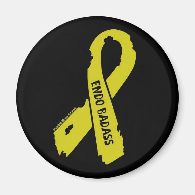 Badass/ torn ribbon...Endometriosis Magnet (Front)