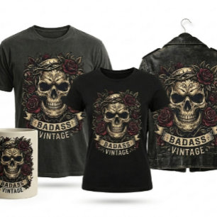 BADASS TRANDY SKULL VINTAGE DESIGN T-Shirt