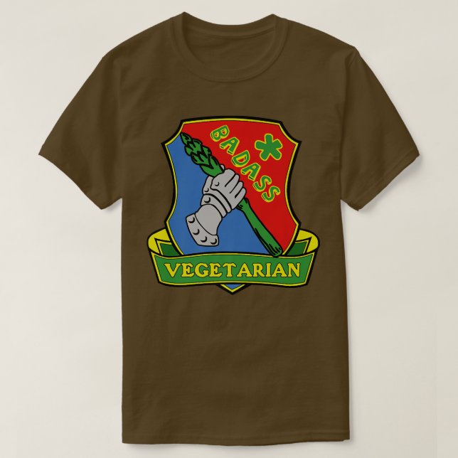 Badass vegetarian (shield) funny cool veggie lover T-Shirt (Design Front)
