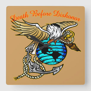 Badazz Eagle Death Before Dishonour Square Wall Clock