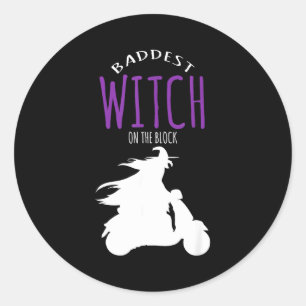 Baddest witch on the block - halloween costume classic round sticker