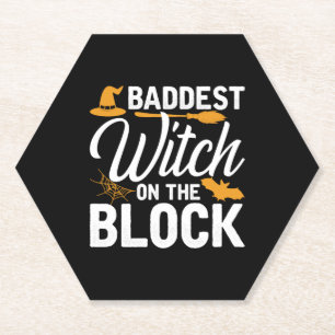Baddest Witch On The Block Paper Coaster